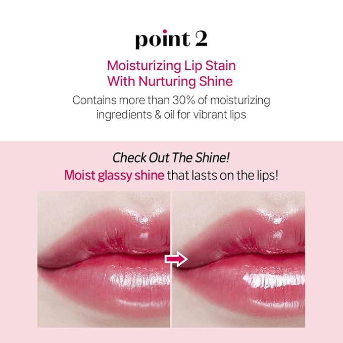 ETUDE Glow Fixing Tint #3 Dewy Fig | Non-sticky Glossy Shine Lip stain | Fills up with comfortable moisture | Tinting for dry lips