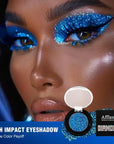 Blue Metallic Eyeshadow Single, Highly Pigmented Fine Pressed Glitter Diamond Eyeshadow with Shimmer finish, Long Lasting Blendable Bright Sparkle Eye Shadow for Blue Eyes/Eyeliner, Waterproof Vegan