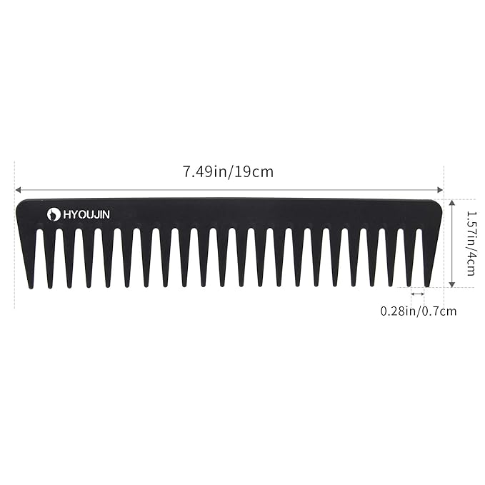 HYOUJIN 601 Black Carbon Wide Tooth Comb Detangling Comb Detangler Hair Comb for Long Wet hair Hair Straighten Curly Hair 230℃ Heat Resistan