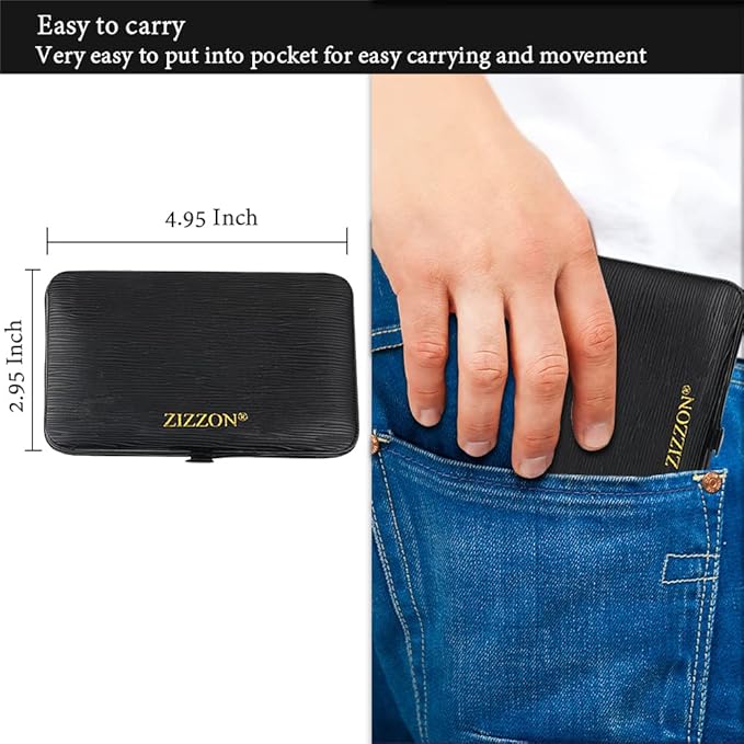 ZIZZON Travel Mini Manicure set Nail Clipper set 10 in 1 Stainless Steel Pedicure Care Grooming kit with Case(Black/Yellow)