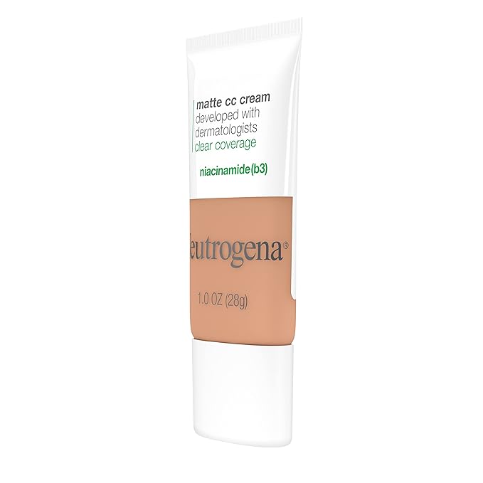 Neutrogena Clear Coverage Flawless Matte CC Cream, Full-Coverage Warm Linen, 1 oz