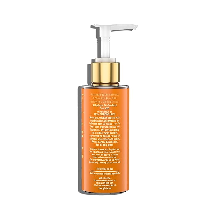 Hylunia Skincare Gentle Cleansing Lotion 5.1 oz with Hyaluronic Acid & Olive Oil Squalene – Hydrating, Non-Drying, pH Balanced Facial Cleanser for Sensitive & Mature Skin, Makeup Remover