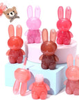 3Pcs Cute Rabbit Hydrating Lip Gloss Set,Cute Bunny Lip Glaze, Moisturising Jelly Liquid Lipsticks Lip Stain,Waterproof Non-Stick Cup Long Lasting Cute Makeup