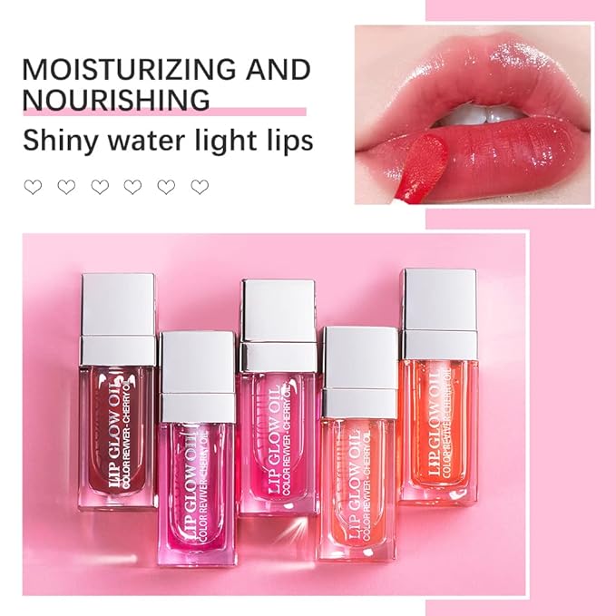 Hydrating Lip Glow Oil, Moisturizing Oil Gloss Transparent Toot Tinted Non-Sticky Nourishing Long Lasting Repairing Lightening Lines and Dry Lips Care Products (CORAL) 0.2 OZ