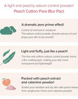 SKINFOOD Peach Cotton Pore Blur Pact - Sebum Control Pack with Silky Texture - Long Lasting Makeup Fixing - Pore Primer with Mineral Powder for Oily Skin - Stocking Stuffers - Pore Quick Minimizer