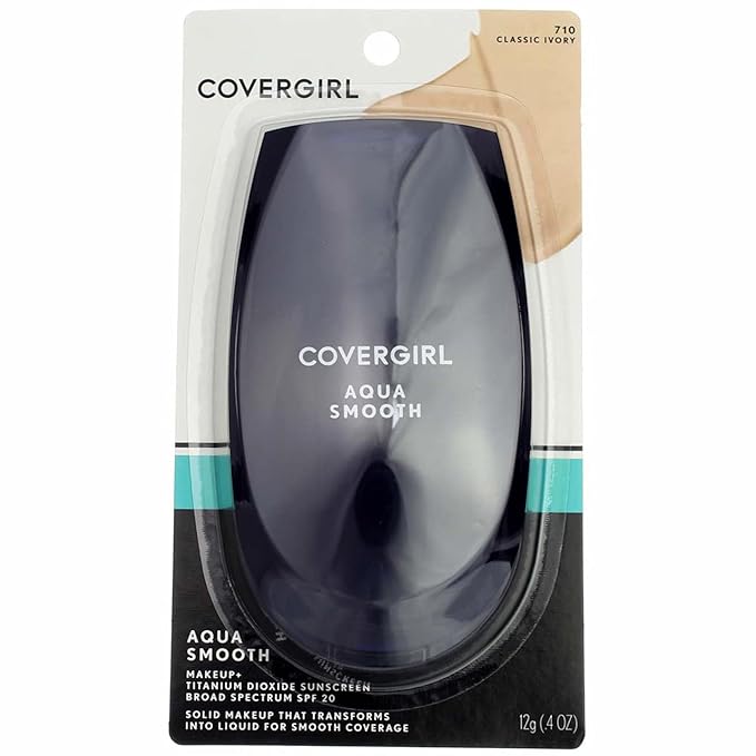 CoverGirl Aquasmooth SPF 20 Compact Foundation, 710 Classic Ivory, 0.4 Ounce