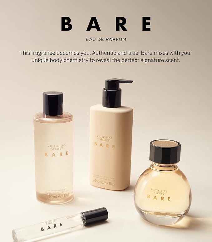 Victoria's Secret Bare Fragrance Mist, Notes of Australian Sandalwood, Mandarin Madagascar & Egyptian Violet, Body Spray for Women (8.4 oz)