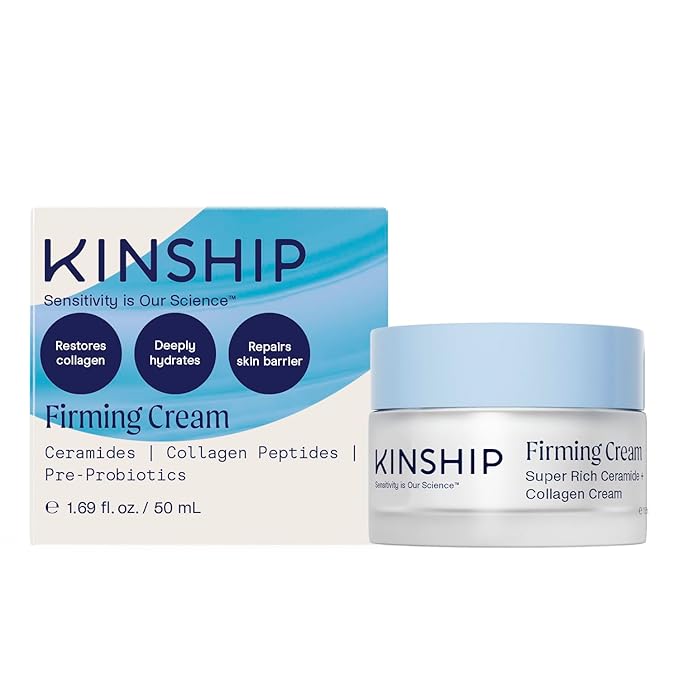 Kinship Super Rich Collagen + Ceramide Firming Cream | Anti Aging, Hydrating Face Moisturizer for Sensitive Skin | Wrinkle Cream - Smooth Fine Lines | Synthetic Fragrance-Free | Derm Approved, (1.7oz)
