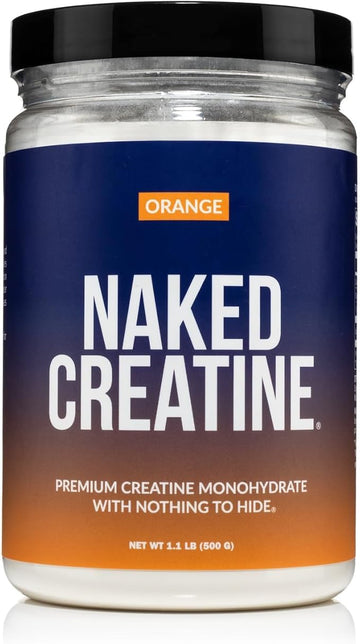 Naked Pure Micronized Orange Creatine Monohydrate - 36 Servings - 500 Grams, 1.1Lb Bulk, Vegan, Non-GMO, Gluten Free, Soy Free. Aid Strength Gains, No Artificial Ingredients Creatine