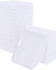 Cosy Family 24 Pack Soft Washcloths Set - 12 x 12 inches, Quick Drying - Highly Absorbent Coral Velvet Fingertip Towel Bathroom Wash Clothes for Bath, Spa, Facial, Kitchen - White