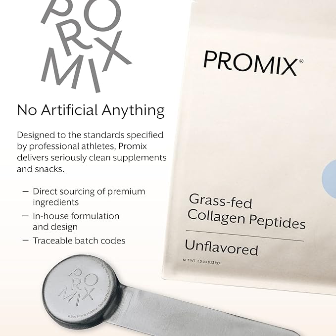 Promix Hydrolyzed Collagen Peptides - Type 1 Grass Fed Collagen, 4.7g glycine, Type 3 bioactive peptides - Unflavored - 2.5 Pound (Pack of 2)