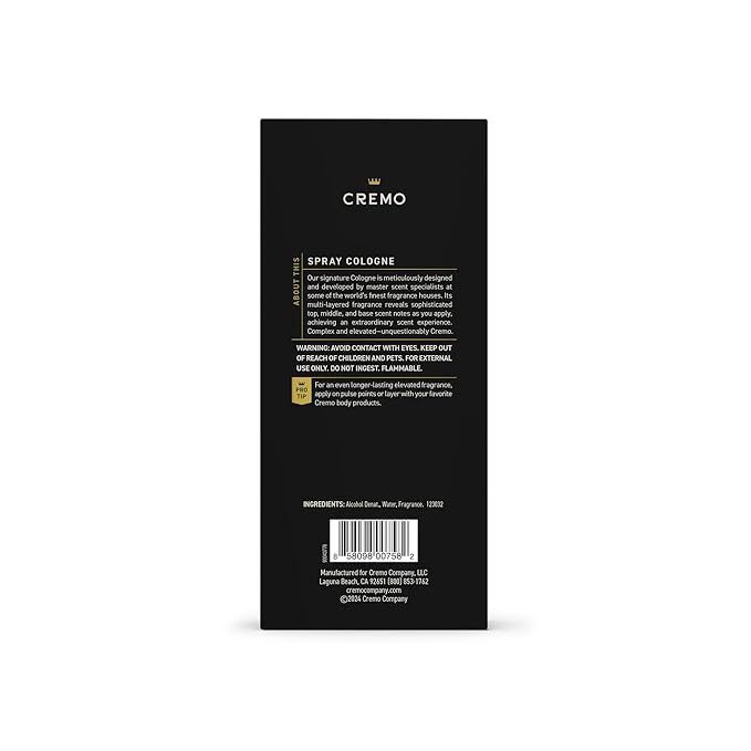 Cremo Cologne for Men - Distillers Blend Mens Cologne Spray - A Combination of Kentucky Bourbon, Smoked Vetiver and American Oak, Fragrances For Men, 3.4 Fl Oz