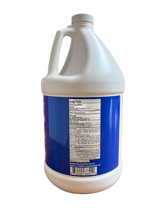 Dermatone Sport SPF 50 Sunscreen Lotion Gallon w/Pump | Oxybenzone & Octinoxate Free | Water Resistant 80 Min. | For Body & Face | Broad Spectrum UVA/UVB Protection | 1 Gallon Jug (128oz)