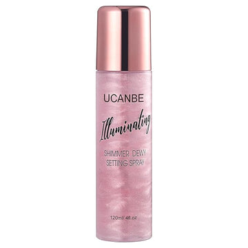 UCANBE Shimmer Dewy Setting Spray – Glowing + Makeup Setting Spray 2 in 1 Lightweight Formula for a Radiant Glow,Long-Lasting Face Mist for Face Body, 4 Fl Oz #Bubblegum