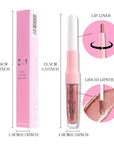 evpct Bronze Gold Metallic Glitter Lip Liner and Lipstick Combo Lip Gloss Stain Set Makeup for Women Long Lasting Waterproof 24, Rose Gold Metallic Shimmer Frosted Iridescent Glossy Liquid Lipstick 14