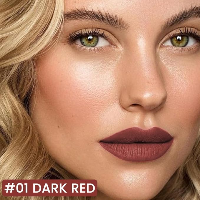 evpct Longwear Liquid Lip Liner Stain Marker Pen Long Lasting Waterproof, Dark Red Matte Semi Permanent 24 Hour Lip Liner and Lipstick Combo, Korean Color Stay Lipliner All Day, Lips Stain peel off