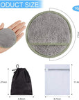 SUNLAND Reusable Makeup Remover Pads for Face,Eye,Lips 16 Pack Microfiber Face Cleansing Gloves Washable with Laundry Bag and Travel Bag Rounds Toner Pads (round 3.15inchx16, grey)
