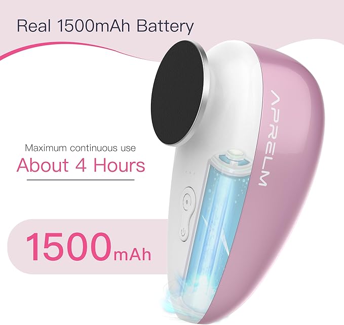 AprElm-E5 Rechargeable Electric Foot Callus Remover with 3-Sizes 120Pcs Sandpapers, Professional 1000RPM Electric Foot File with Organizer, Pedicure Tools Gifts for Women Men (Pink-White)