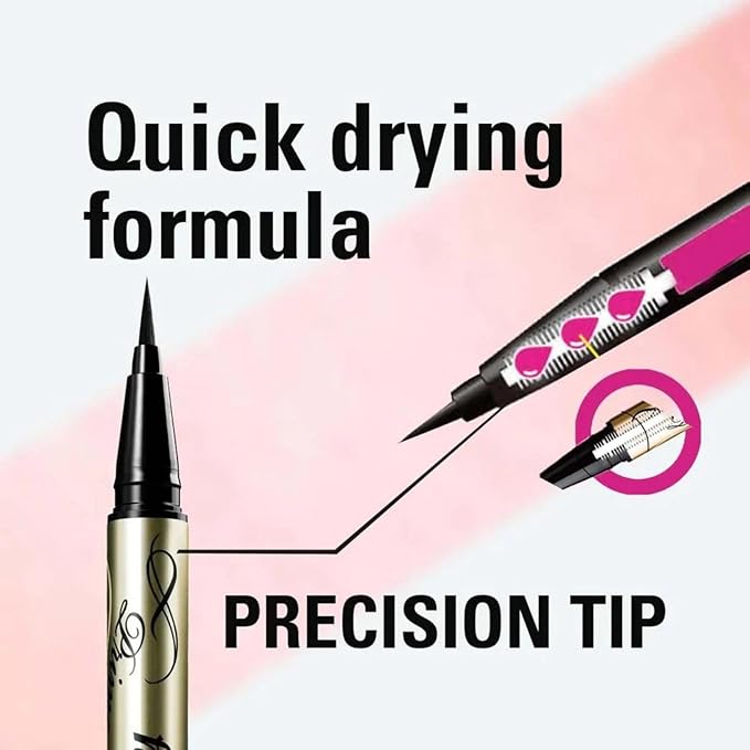 Heroine Make by KissMe Prime Liquid Waterproof Eyeliner for Woman and Sensitive Eyes, Long-lasting & Ultra Thin Tip for Precise Japanese Eye Makeup 01 Jet Black 0.4mL/0.01 Fl Oz