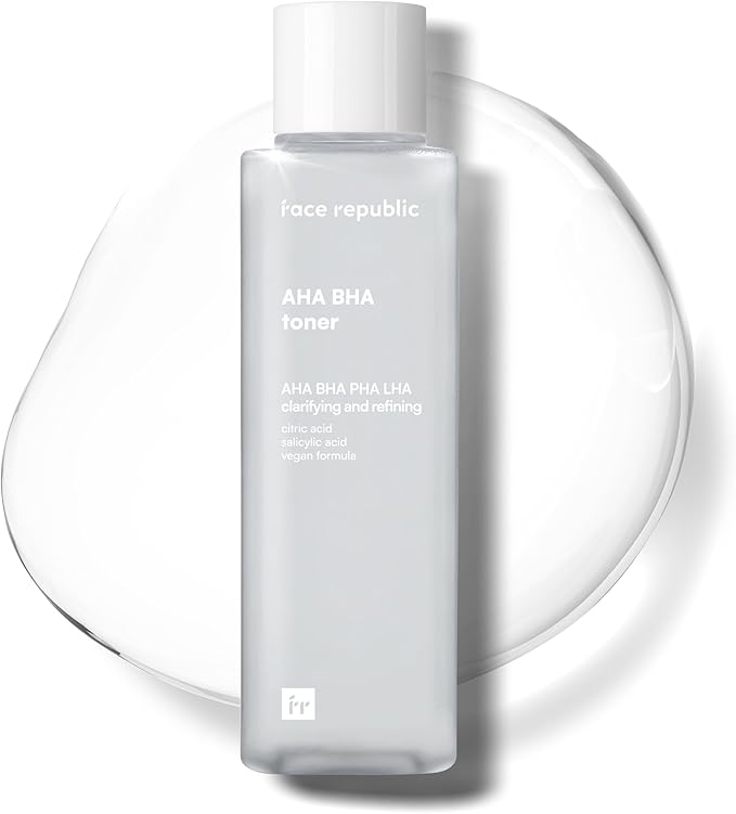 Face Republic AHA/BHA Toner 160ml 5.41 fl oz | Clarifying, Refining, Hydrating | Pore Care, Gentle Exfoliation | AHA BHA PHA LHA | for Oily, Sensitive Skin | Alcohol-Free | Vegan Korean Skincare