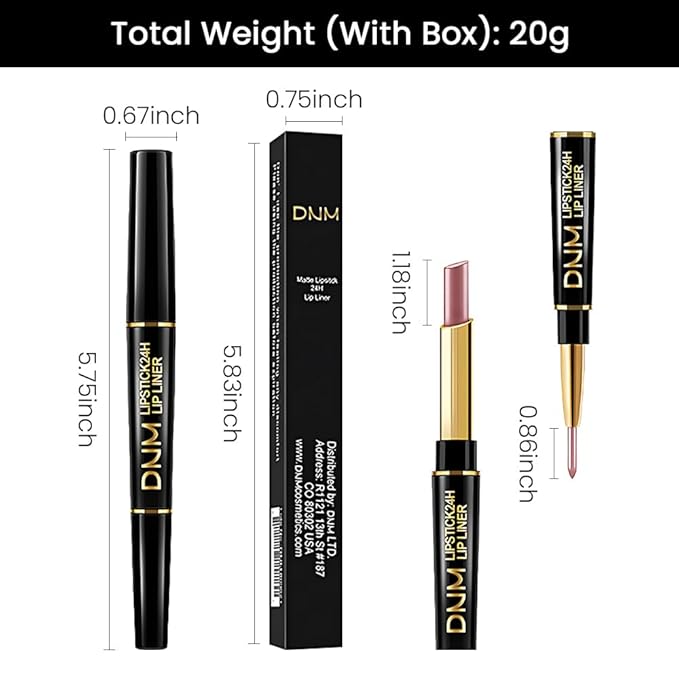2-in-1 Brown Lip Liner & Lipstick Set Kit for Women, Metallic Lips Kit with Lip Liner Lip Stains Long Lasting Waterproof 24 Hour Lipstick and Lip Liners Combo Lipliners Pencil Set 18