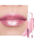 evpct Nude Pink Metallic Glitter Lip Liner and Lipstick Combo Lip Gloss Stain Set Makeup for Women Long Lasting Waterproof 24, Baby Pink Metallic Shimmer Frosted Iridescent Glossy Liquid Lipstick 19