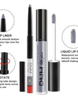 evpct 2Pcs Grey Gray Matte Liquid Lipstick Lip Gloss Stain and Retractable Lip Liner Makeup Set for Women Long Lasting Waterproof 24 Hours Permanent Lipstick labial mate larga duracion 24 44#