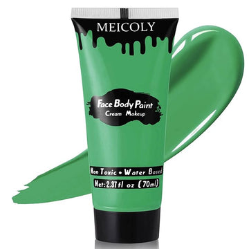 MEICOLY Green Face Body Paint,Halloween SFX Witch Makeup Elphaba Costume Face Paint,Camouflage Gamora Hunting Hulk Body Paint for Adults and Kids,St. Patrick’s Day Face Paint Makeup Accessories
