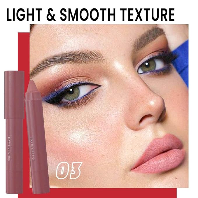BINGBRUSH Crayon Matte Longwear Lipstick Pack Set,Moisture Smooth Color Stick Ultimate Lip Crayon for Makeup Collection - Waterproof Velvet Lipgloss (2pcs 01#&03#, 2 Count (Pack of 1))