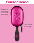 The Knot Dr. hair brush by Conair - Detangling hair brush - Removes Knots and Tangles in wet or dry hair- Black Neon w/Travel Case - Pink