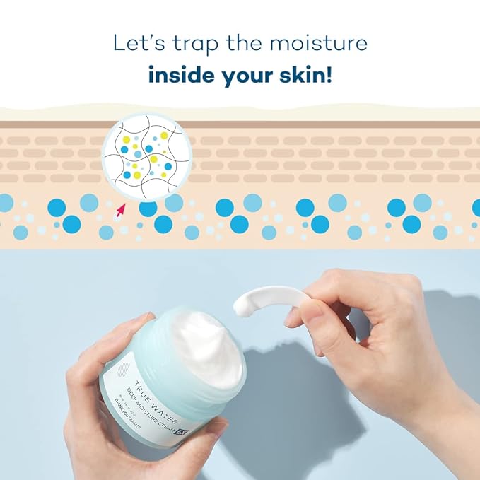 THANKYOU FARMER True Water Deep Moisture Cream EX - Hyaluronic Acid Moisturizer, Ceramide, Panthenol, Dermatologist Tested Korean Moisturizer for Face, Fragrance-free, 2.81 Fl Oz (80ml)