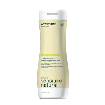 ATTITUDE Hair Shampoo for Sensitive Dry Scalp, EWG Verified, Soothing Oat, Protects Color, Naturally Derived Ingredients, Vegan and Plant-Based, Color Care, Argan Oil, 16 Fl Oz