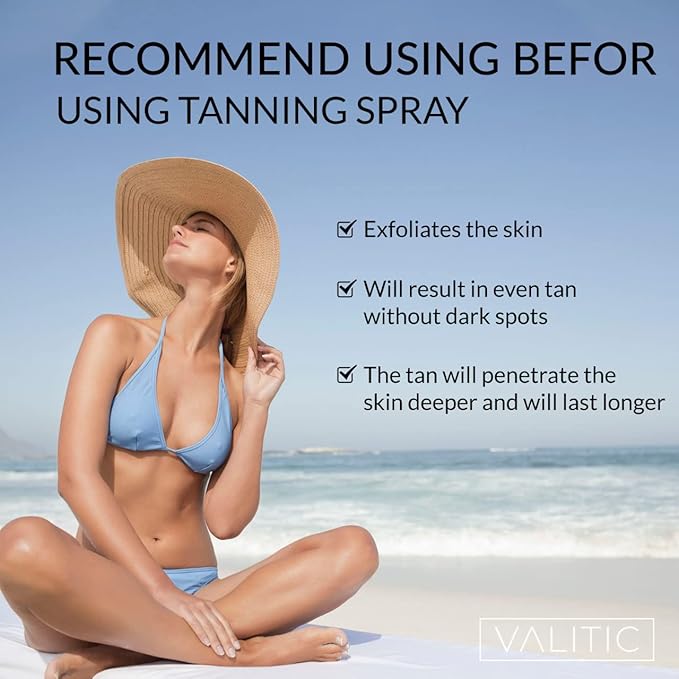 Valitic Exfoliating Glove Body Scrubber - Exfoliating Mitt Dead Skin Remover, Shower Face and Body Exfoliator - Korean Style Skin Scrubber Washcloth - Spray and Self Tan Remover, 1 Turquoise