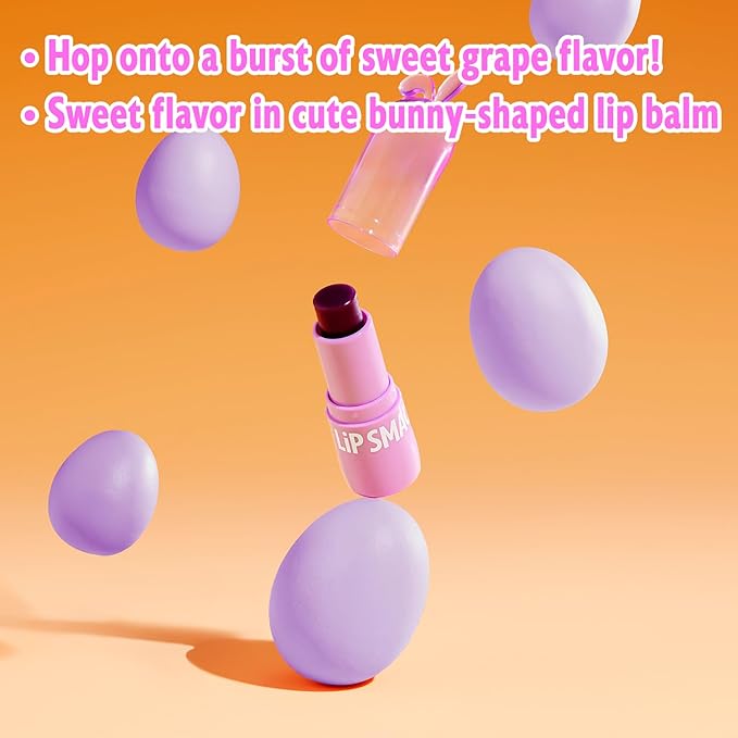 Lip Smacker Bunny Lip Balm, Moisturizing & Hydrating Lip Care, Fun & Collectible Easter Gift for Kids & Lip Balm Lovers - Grape