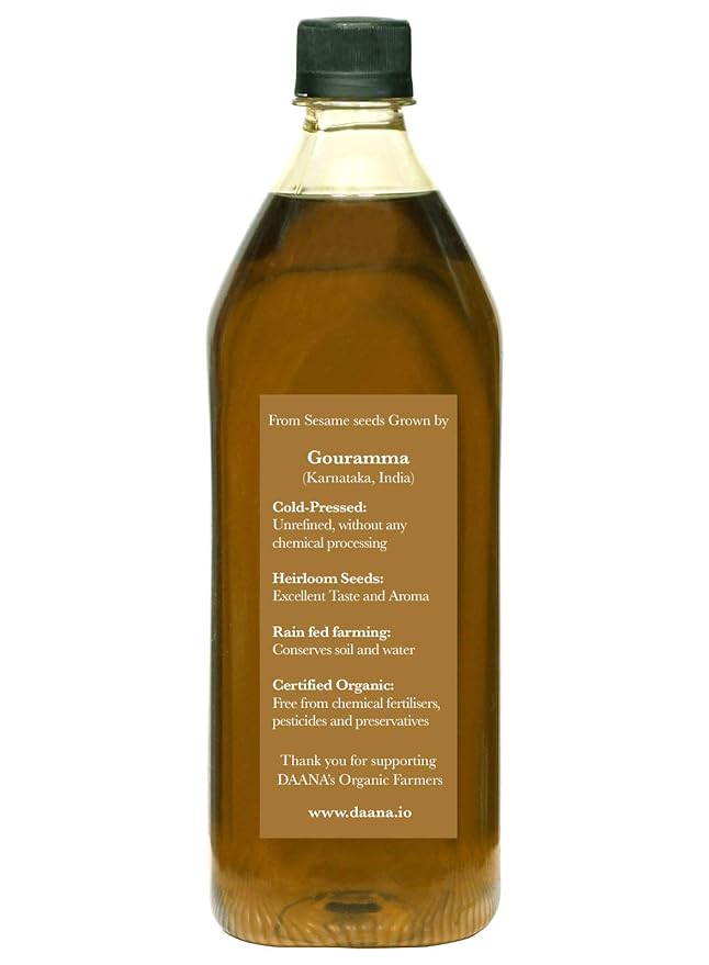 Daana Sesame Oil: CERTIFIED USDA ORGANIC, EXTRA VIRGIN, COLD PRESSED, 34 fl oz