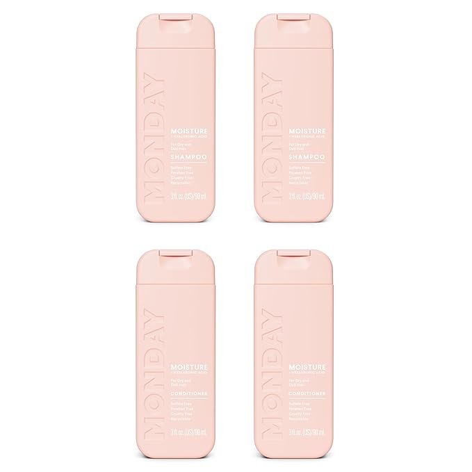 MONDAY Haircare MOISTURE Shampoo + Conditioner with Hyaluronic Acid & Shea Butter for Dry & Dull Hair 90 mL (Dual Set)