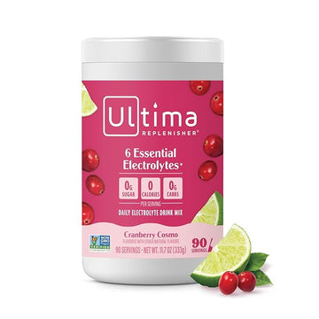 Ultima Replenisher Mocktini Electrolyte Drink Mix – Cranberry Cosmo, 90 Servings – Hydration Powder with 6 Electrolytes & Trace Minerals – Keto Friendly, Non-GMO & Sugar-Free Electrolyte Powder