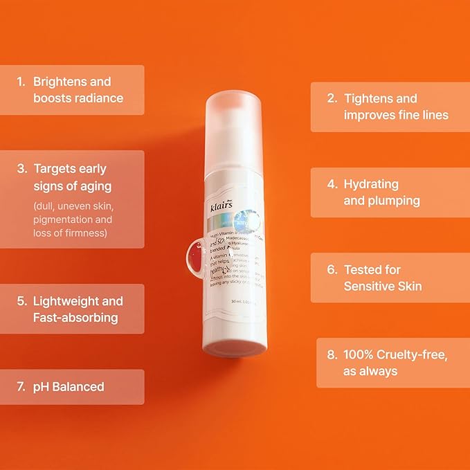 [DearKlairs] Freshly Juiced Vitamin Charging Serum, Korean Skincare, 3-O-Ethyl Ascorbic Acid 10%, Niacinamide, Non-oily texture for Sensitive skin