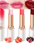 Kaely 3Pcs Peach Strawberry Red Cherry Hydrating Lipstick Tinted Lip Balm, Color Changing PH Lipstick Makeup, Korean Magic Lip Stain Long Lasting Waterproof, labiales magicos 24 horas originales