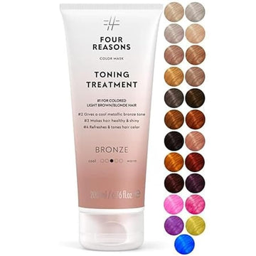 FOUR REASONS Color Mask - Bronze - (27 Colors) Toning Treatment, Color Depositing Conditioner, Tone & Enhance Color-Treated Hair - Semi Permanent Hair Dye, Vegan and Cruelty-Free, 6.76 fl oz