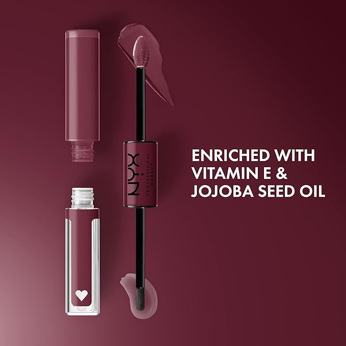 NYX Professional Makeup Shine Loud, Long-Lasting Liquid Lipstick with Clear Lip Gloss - Never Basic (Warm Burgundy)