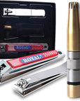 ROYAL [Made in Korea] NO Battery,3 Pcs Nose Hair Trimmer Set,Value Pack(Nose Hair Trimmer with 2 Nail Clippers) The Best Gift for Family, (Black&Brass)