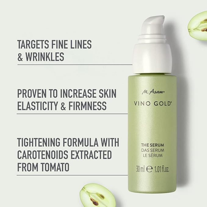 M. Asam VINO GOLD Face Serum - reduces lines & wrinkles, increases elasticity & firmness of the skin, face moisturizer with carotenoids from tomato, anti-aging, vegan facial care, 1.01 Fl Oz