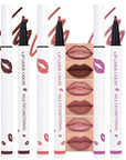 2Pcs Longwear Liquid Lip Liner Stain Marker Pen Set Long Lasting Waterproof, Maroon Mauve Purple Dark Red Brown Matte 24 Hour Lip Liner and Lipstick Combo, Color Stay Lipliner, Lip Stains peel off