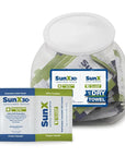 CoreTex Sun X 30+ Broad Spectrum Sunscreen Packets & Dry Towels Duo Kit - Fishbowl Pack of 25 Paraben, Oxybenzone, Octinoxate, & Oil Free Sunscreen - No White Cast & Water Resistant Up to 80 Minutes