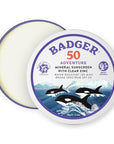 Badger Biodegradable Reef Safe Sunscreen, SPF 50 Mineral Sunscreen, 98% Organic Ingredients, Unscented, Water Resistant Adventure Sport Sun Cream, Travel Size 2.4 oz Tin