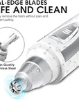 Ear and Nose Hair Trimmer Clipper - 2025 Professional Painless Eyebrow & Facial Hair Trimmer for Men Women, Battery-Operated Trimmer with IPX7 Waterproof, Dual Edge Blades for Easy Cleansing White