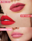 3Pcs Longwear Liquid Lip Liner Stain Pen Set Long Lasting Waterproof, Pink Ruby Red Warm Pink Matte Semi Permanent 24 Hour Lip Liner and Lipstick Combo, Color Stay Lipliner All Day Lip Stains peel off