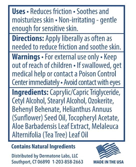 DERMATONE Anti Chafe Balm | No Chafing Stick | Larger Size | Fragrance Free, Non-Greasy | Prevent Thigh, Arm, Chest, Butt, Ball Rubbing Irritation, Daily Anti Friction Stick, Large 1.5 oz stick