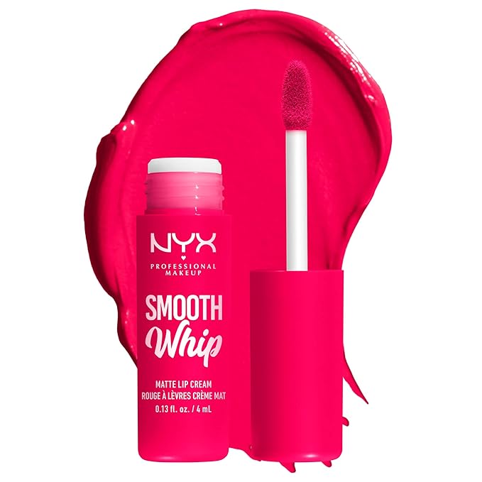 NYX PROFESSIONAL MAKEUP Smooth Whip Matte Lip Cream, Long Lasting, Moisturizing, Vegan Liquid Lipstick - Pillow Fight (Hot Fuschia)